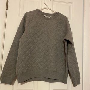 Grey quilted crewneck sweatshirt